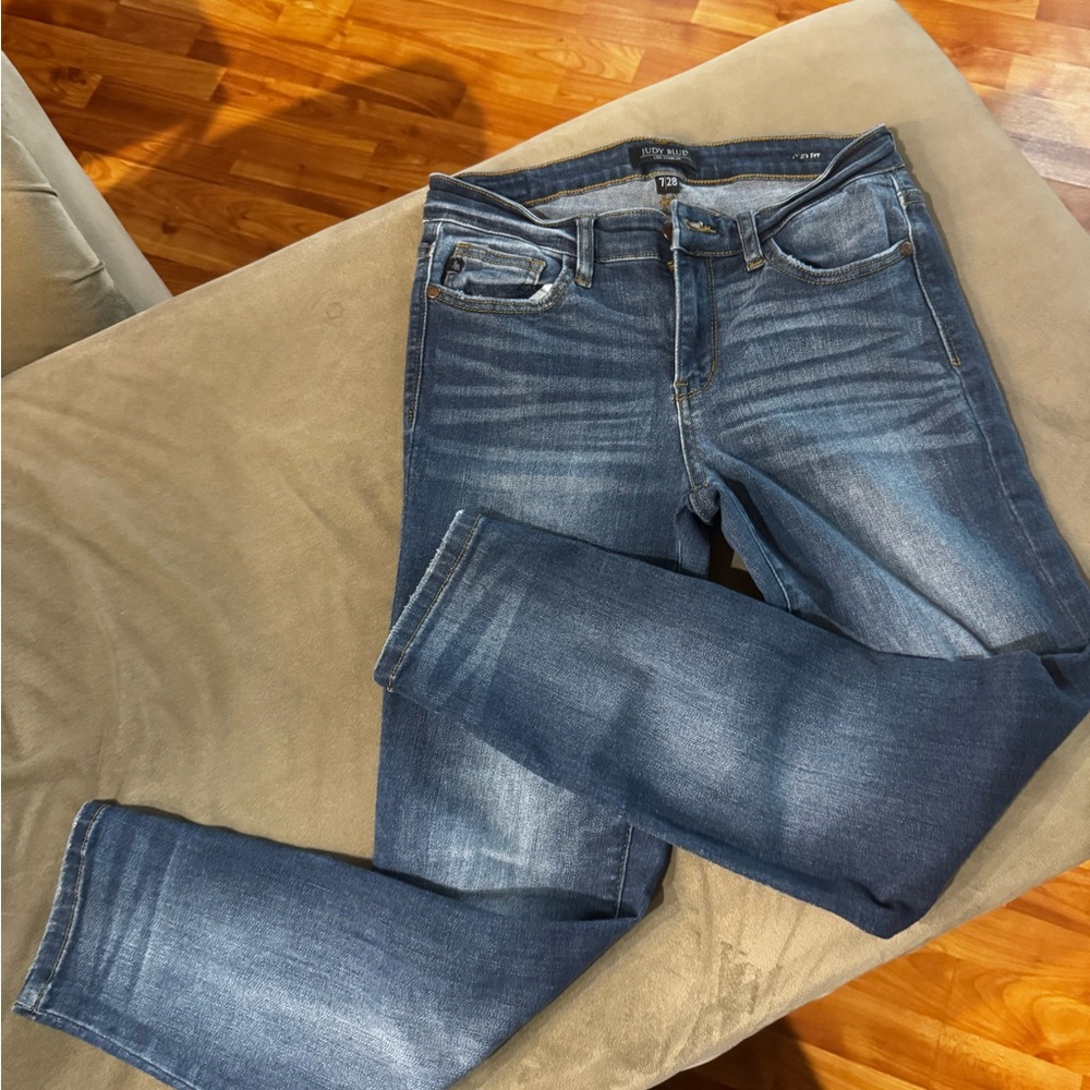 Judy Blue Blue Skinny Jeans with Faded Details